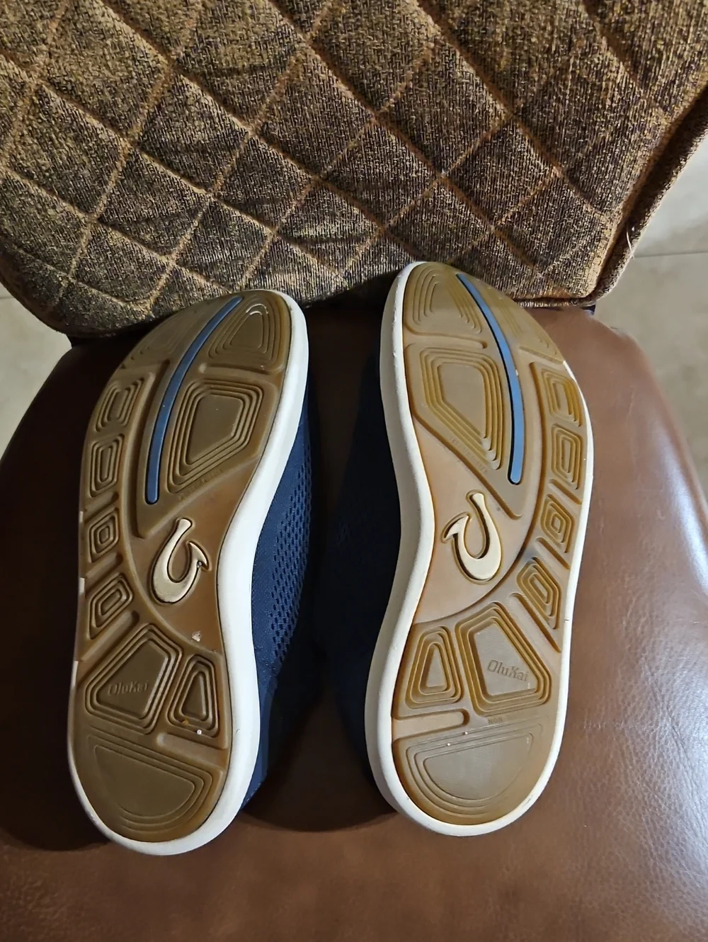 Olukai Moku Pae Slip On Loafers Sneakers Boat Shoes Navy Blue White
